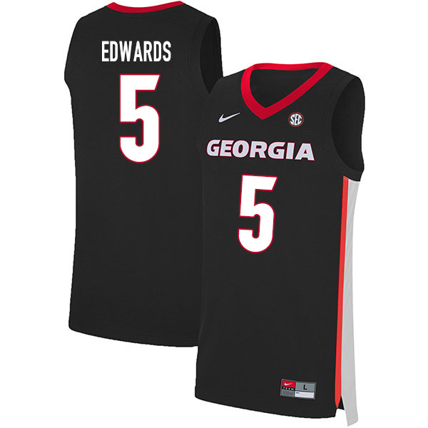 Georgia Bulldogs #5 Anthony Edwards College Basketball Jerseys Sale-Black